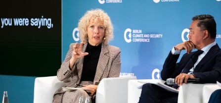 From left to right, H.E. Jennifer Morgan (State Secretary and Special Envoy for International Climate Action, German Federal Foreign Office) and H.E. Dr. Dino Patti Djalal (Founder, Foreign Policy Community of Indonesia) Close up Jennifer Morgan