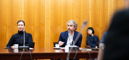 From left to right, Andrea Dekrout (United Nations Assistance Mission for Iraq, UNAMI) and Dennis Tänzler (Director and Head of Programme Climate Policy, adelphi) Breakoutsession at BCSC2024, participants discussing