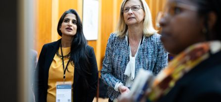 From left to right, Raakhi Williams (Education Cannot Wait) and H.E. Amb. Dr. Smiljana Knez (Ambassador-at-Large for Climate Diplomacy of Slovenia) Breakoutsession, participants discussing