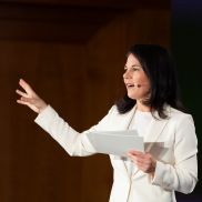 Annalena Baerbock speaking on stage