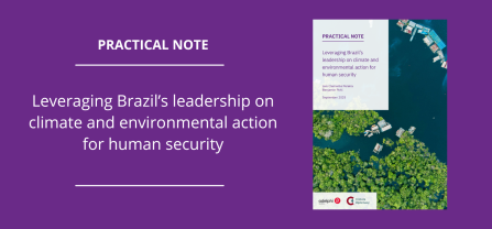 Leveraging Brazil's leadership on climate and environmental action for human security