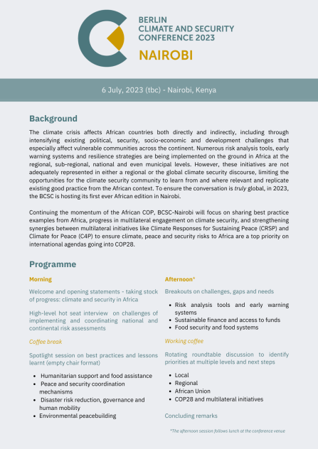 Image of preliminary agenda Nairobi